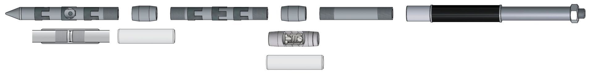 Rammverpresslanze mit abgedeckte, seitlichen Austrittslöchern